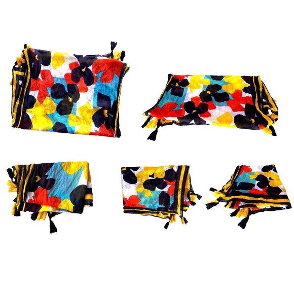 Vintage Flower Power Scarf Long Tassels 74 in L x 31 in W Rectangle Tabl… - Picture 9 of 12